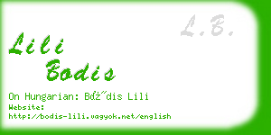 lili bodis business card